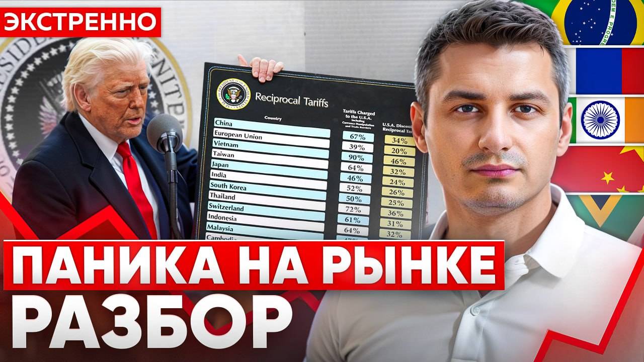 Экстренный ролик. "Обвал" на рынке. Пошлины. Рецессия. Вынужденные продажи.  Игнорирование позитива