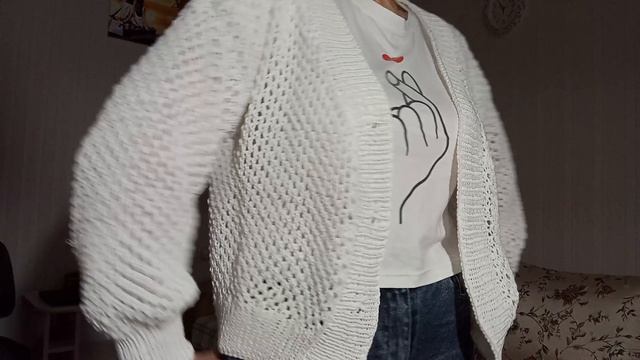 кардиган из пряжи полухлопок