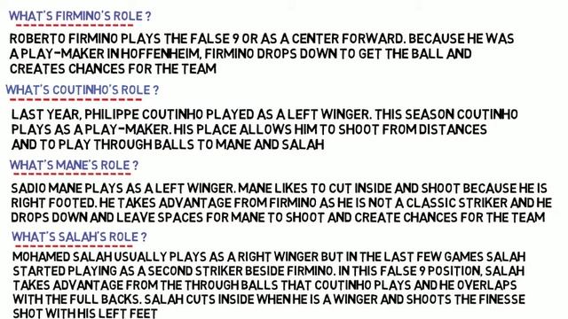 Mane, Salah, Firmino and Coutinho /The Fabulous Four/ Tactical Analysis