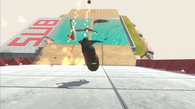 Dinosaurs and Animals Falling Into Water Tank | Escape Fire Ball - Animal Revolt Battle Simulator