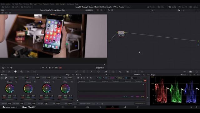 Easy Fly Through Object Transition Effect in DaVinci Resolve 17 Free Version