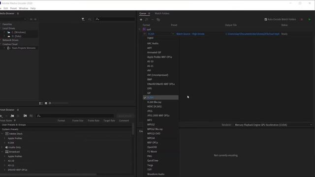 Adobe Premiere Pro Export to Media Encoder