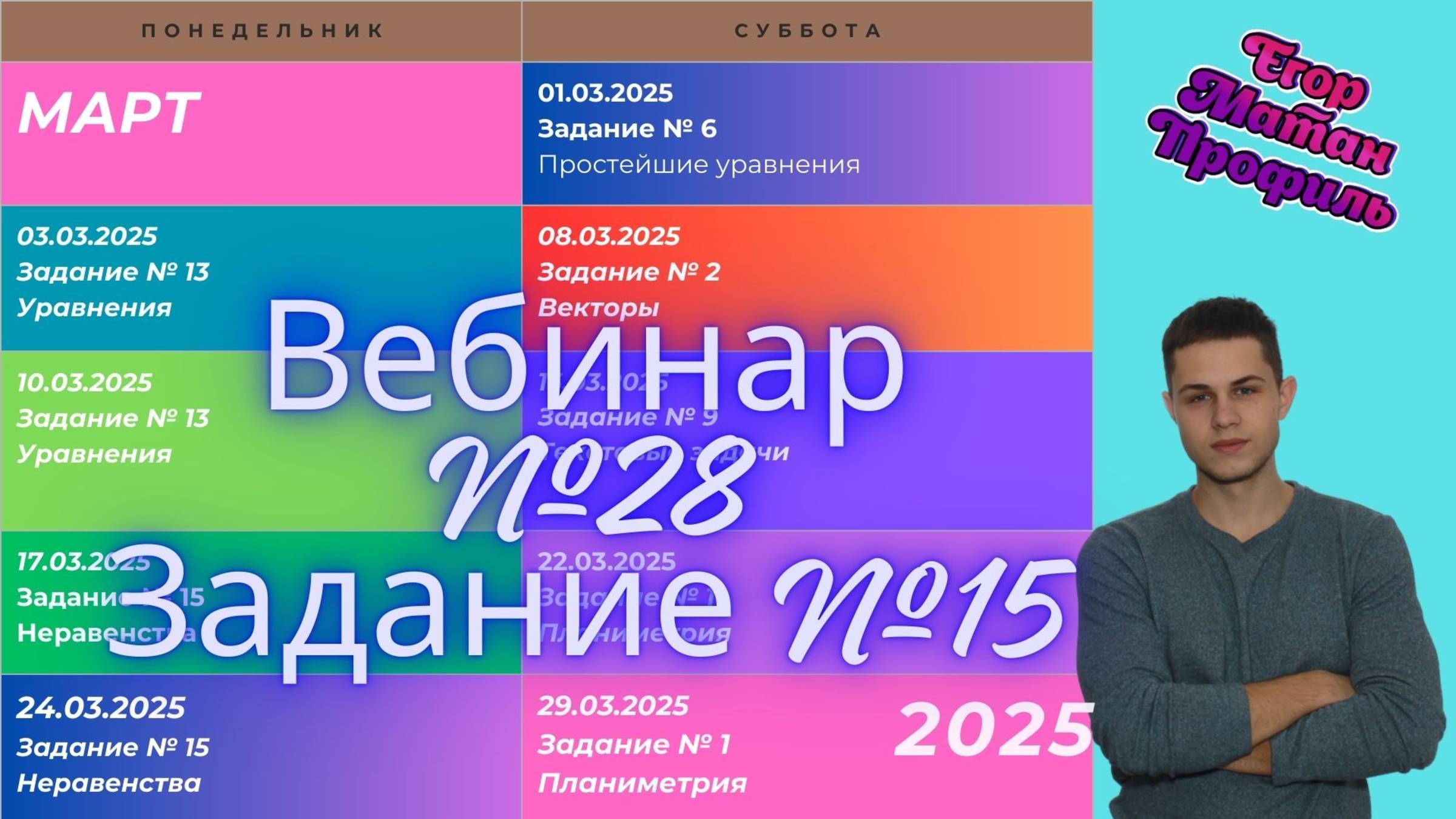 Подготовка к ЕГЭ по профильной математике. Вебинар №28. Показательные неравенства №15_3.
