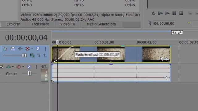 FADE IN and OUT in Sony Vegas Pro