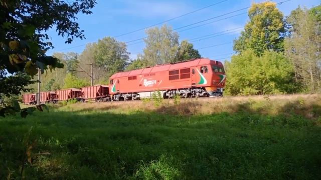 Тэп70бс с грузовым поездом между о.п.Мартюхово и станции Коханово