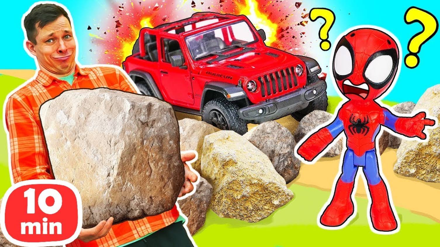Джип Человека-Паука сломан! ⚙️ Супергерои устроили ремонт — Игры гонки в видео для мальчиков