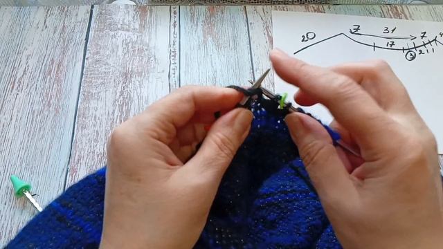 Вывязывание горловины и скоса плеча по спинке.