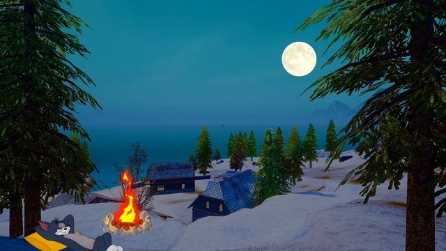 Campfire sound for sleeping | Relaxing game landscape for relaxation | 1 Hour ASMR