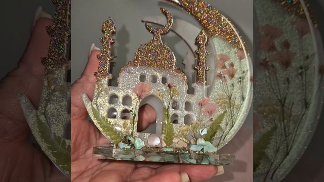 Салфетница из эпоксидной смолы с сухоцветами Мечеть. Ручная работа