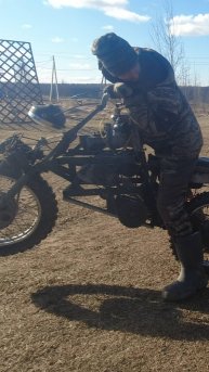 Мотоцикл пила 2х2 тащит Газ 69 №188в