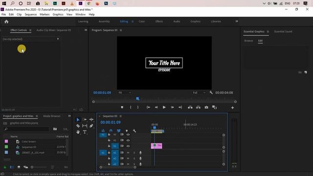 Create new title/use templates/Essential graphic in Adobe Premiere Pro.