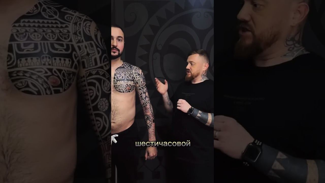 Процесс нанесения рукава в стиле Полинезия. 8 сеанс из 10. #polynesiantattoo #полинезия #тату