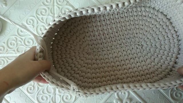 Мини мастер класс по вязанию люльки с дном 20*30 см для куклы из Обрезков трикотажной пряжи Бисквит