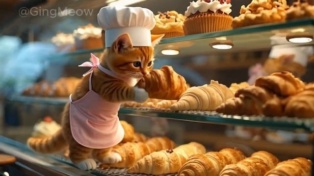 Tiny Cat’s Bakery Adventure! _ #gingmeow #cat #kitten #cute