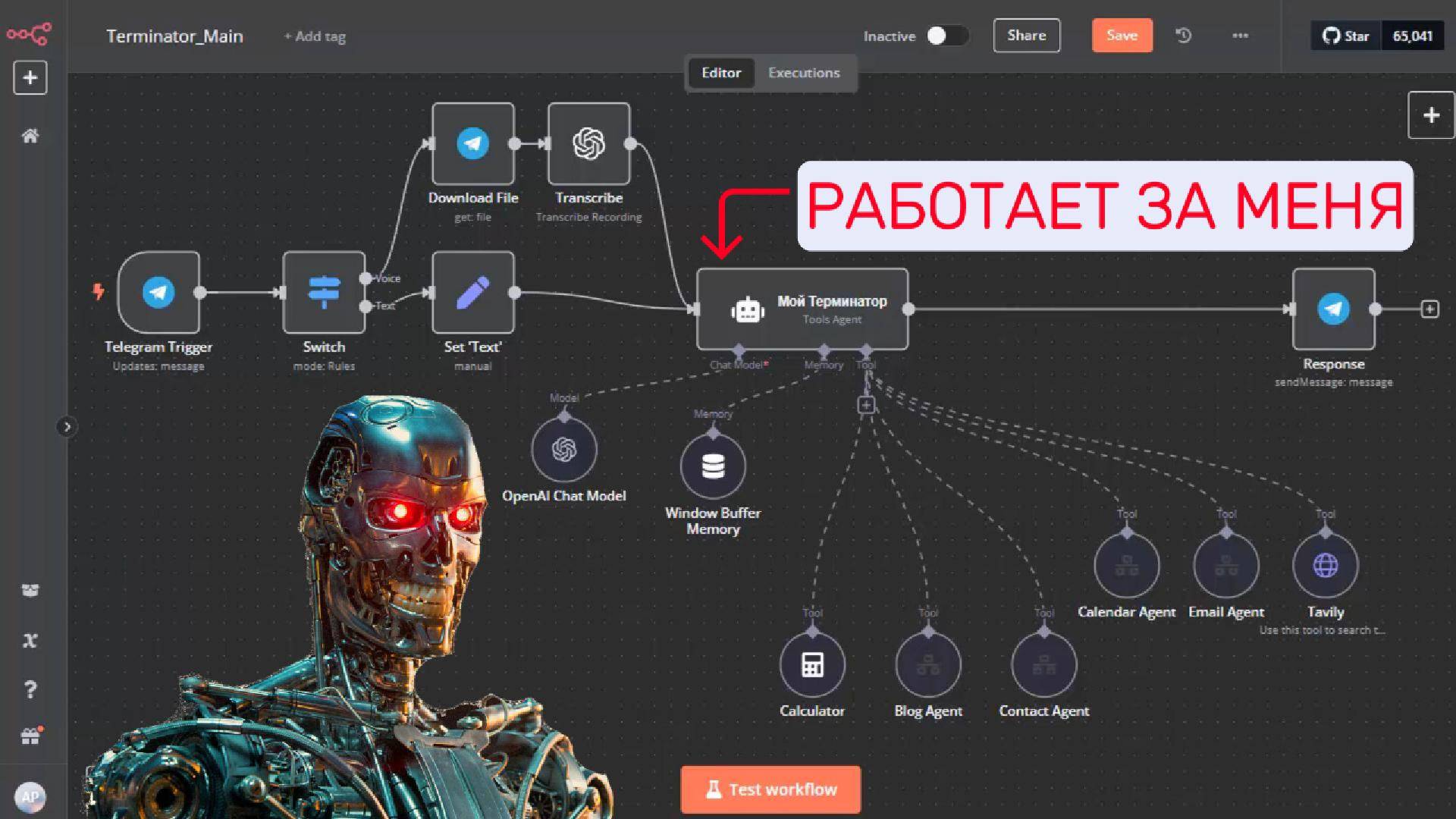 🤖 Я Создал AI-Терминатора на n8n. Теперь он сам управляет другими агентами и работает за меня