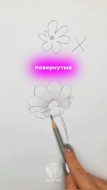 Урок рисования карандашом. Как нарисовать цветок в графике. short #shorts – копія