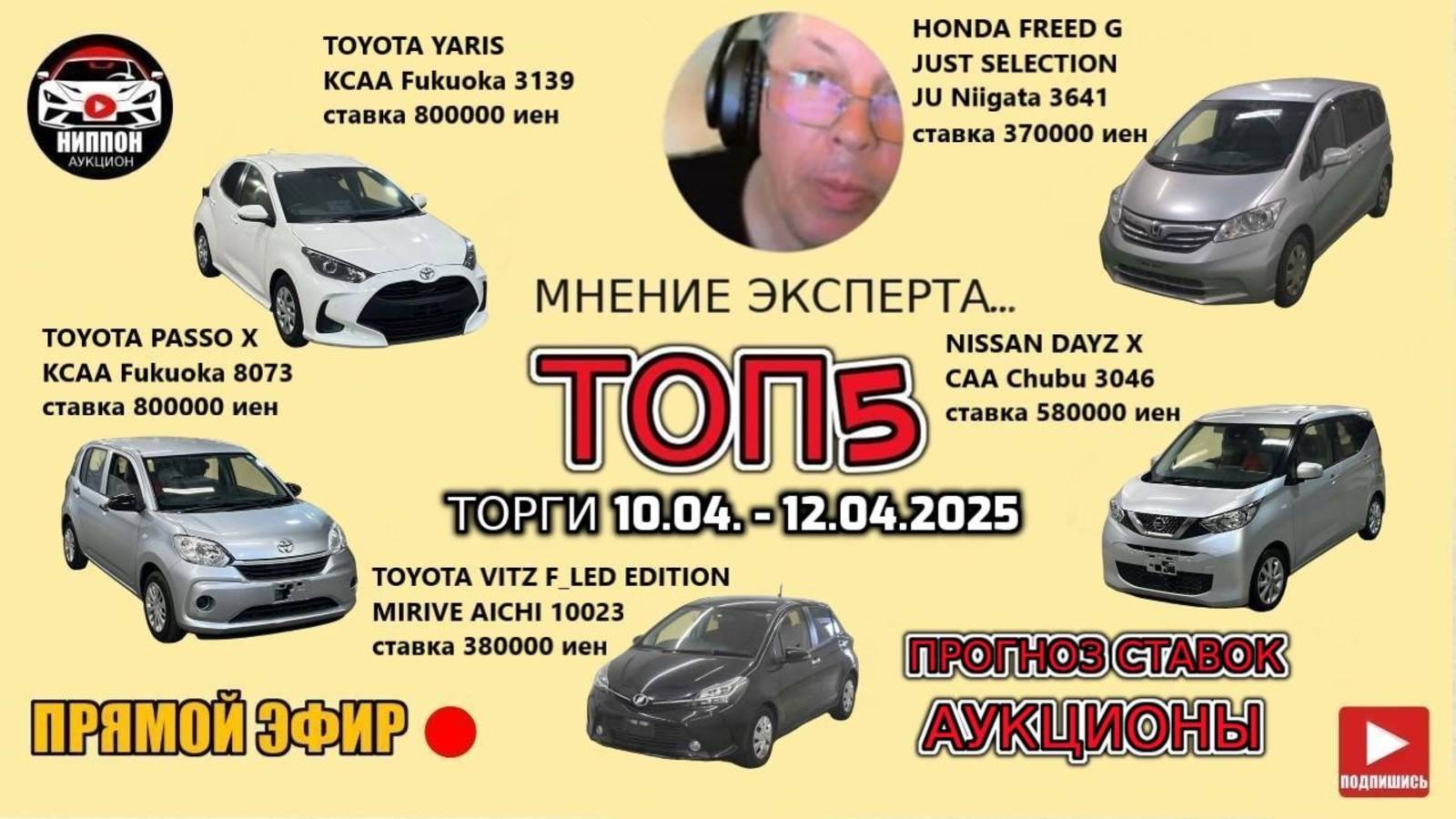 💥 Прогноз ставок на авто аукционах в Японии! Торги 10.04. – 12.04.2025