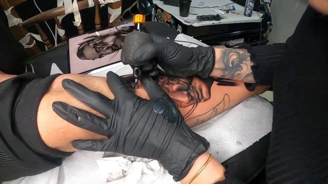 Salvador Dali tattoo portrait.