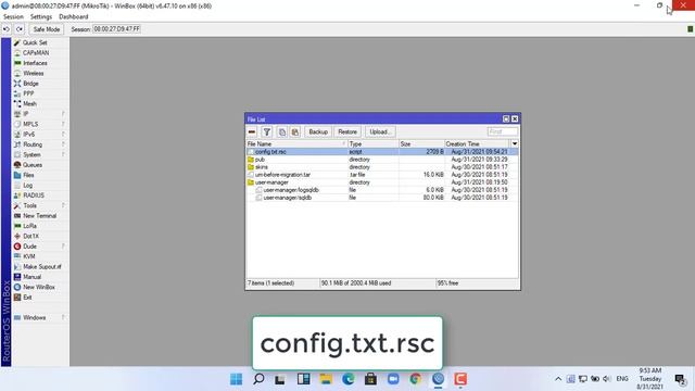 How to show all configuration on Mikrotik