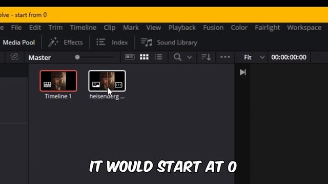 davinci resolve→ how to change starting timeline to 0