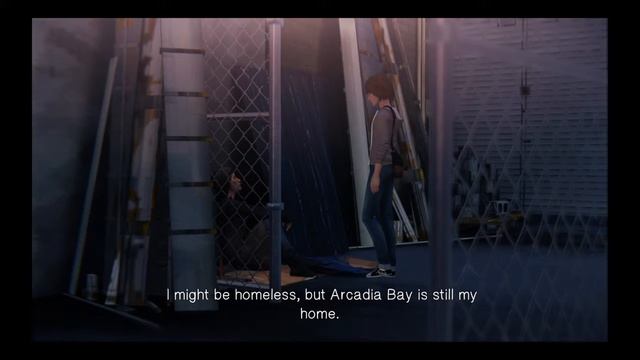 Life Is Strange - Max talks to a homeless woman outside the diner