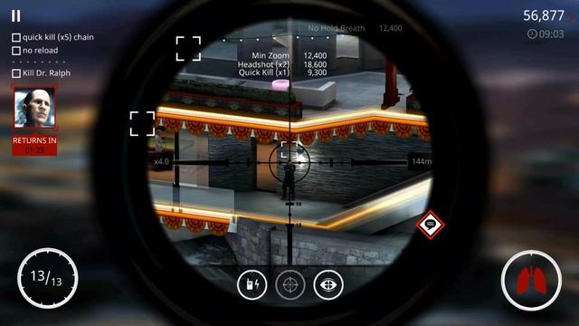 hitman sniper - get a quick kill (x5) chain without reloading - 5 quick kill without reload