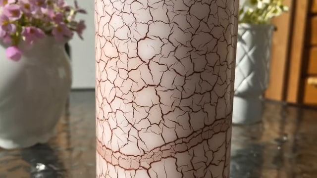 Дизайнерская свеча столбик КРАКЛЕ, чёрно-белая, 6.5х12.5 см, 2242-свеча