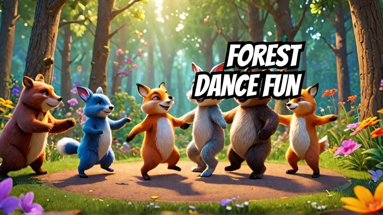 Forest Dance Party: Rabbit, Bear, and Fox Dancing in the Woods!