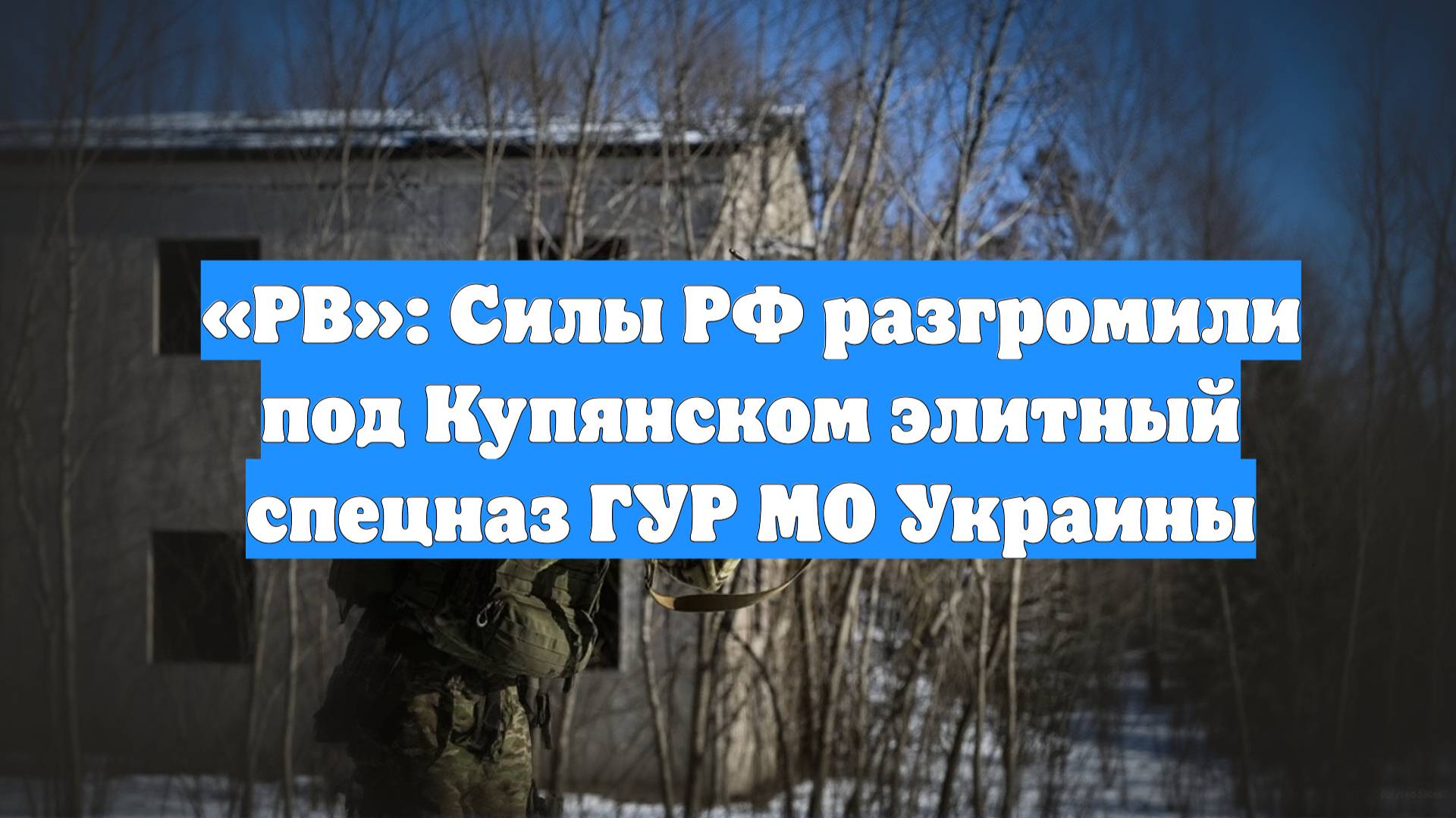 «РВ»: Силы РФ разгромили под Купянском элитный спецназ ГУР МО Украины