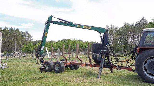 Przyczepa leśna do zrywki MORE MASKINER SF 8 + żuraw 6545 + rotator na aukcji Flotilo.pl