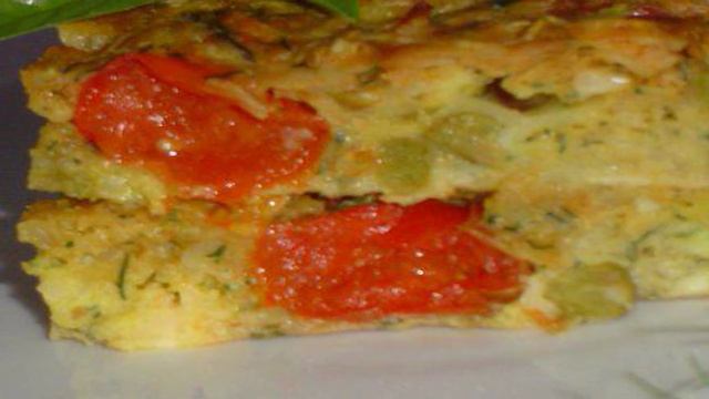 Запеканка с капустой,сыром, зеленым горошком