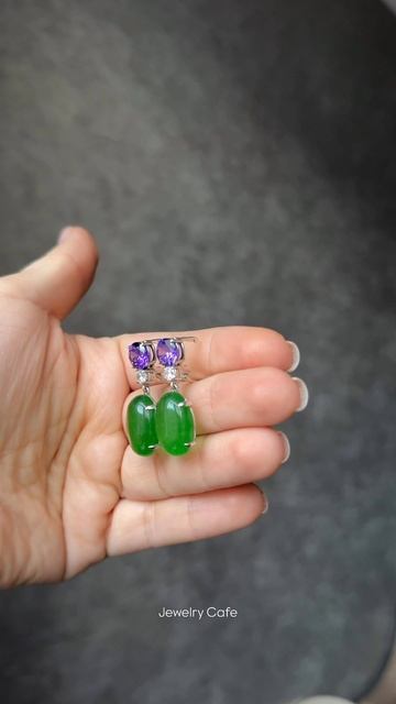 Серебряные серьги с зеленым агатом
