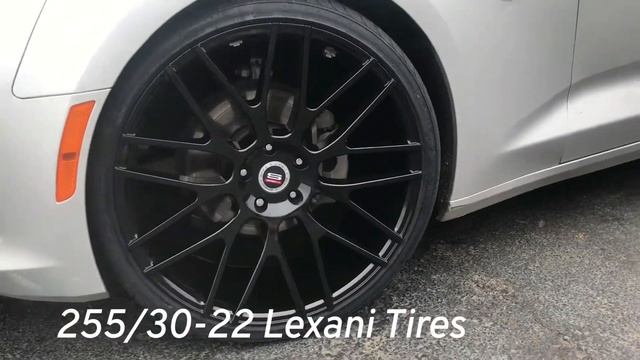 2016 Chevy Camaro sitting 22" Spec-1 SPL001 Gloss Black wheels and 255/30-22 Lexani tires