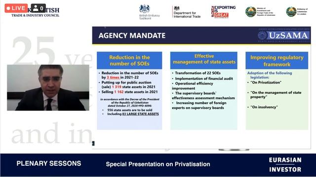 Выступление и.о. Председателя Правления АО "UzAssets" на 25-ом заседании Узбекско-Британского совет