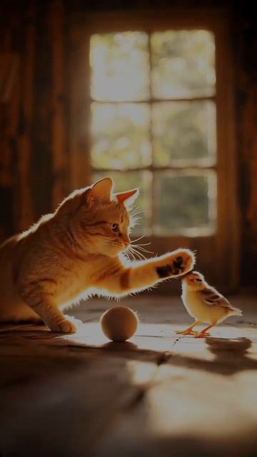 Котик спас птичку 🐦