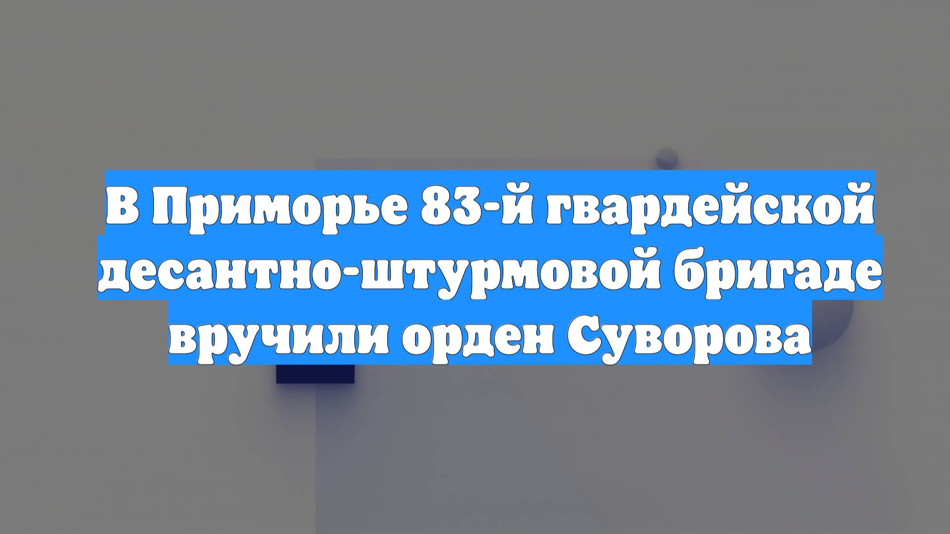 В Приморье 83-й гвардейской десантно-штурмовой бригаде вручили орден Суворова