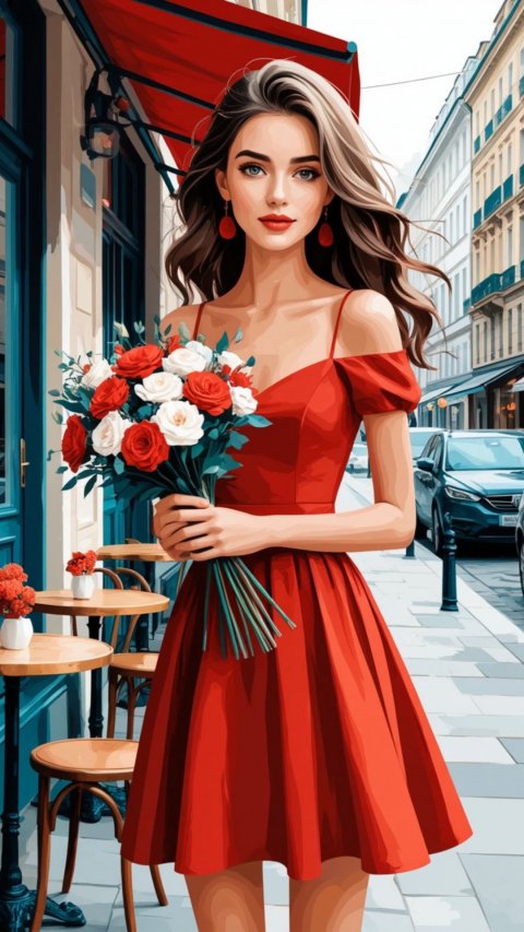 Девушка с букетом