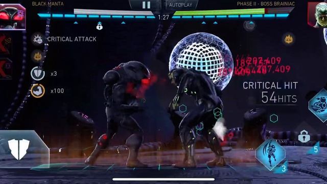 Black Manta w/ DMC vs P2 Braniac 104m  Injustice 2 Mobile