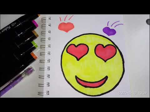 КАК НАРИСОВАТЬ СМАЙЛИК С СЕРДЕЧКАМИ. ПРОСТЫЕ РИСУНКИ ДЛЯ НАЧИНАЮЩИХ.