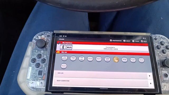 Connecting to a 2010 Chrysler 300C with alfaOBD using a NINTENDO SWITCH OLED