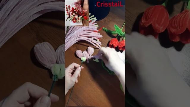 CrisstaiL делаю розовый  тюльпан из синельной проволоки.