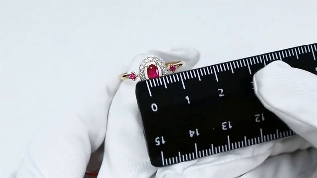 Золотое кольцо АЛЬКОР 13958-103 с бриллиантом и рубином