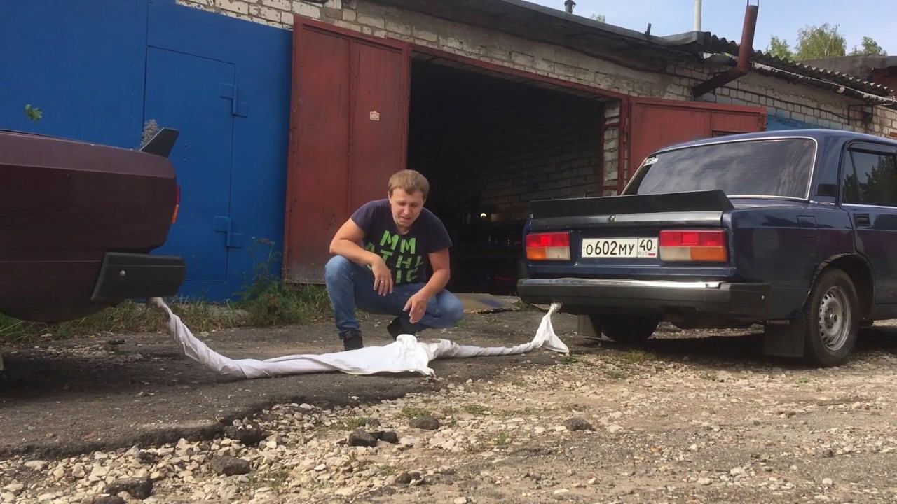 День впустую))) Рвём Натяжной потолок машиной.