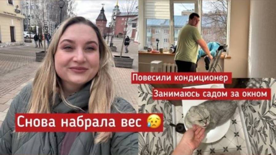 Ну сколько можно!? Снова набрала вес! Повесили кондиционер и консоль. Занимаюсь садом за окном
