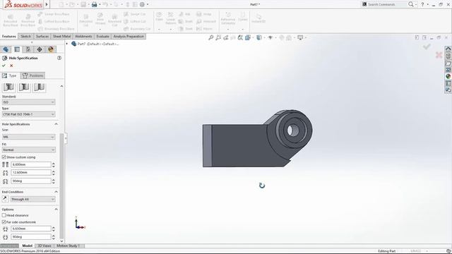 SolidWorks Tutorial 8 Hole Wizard