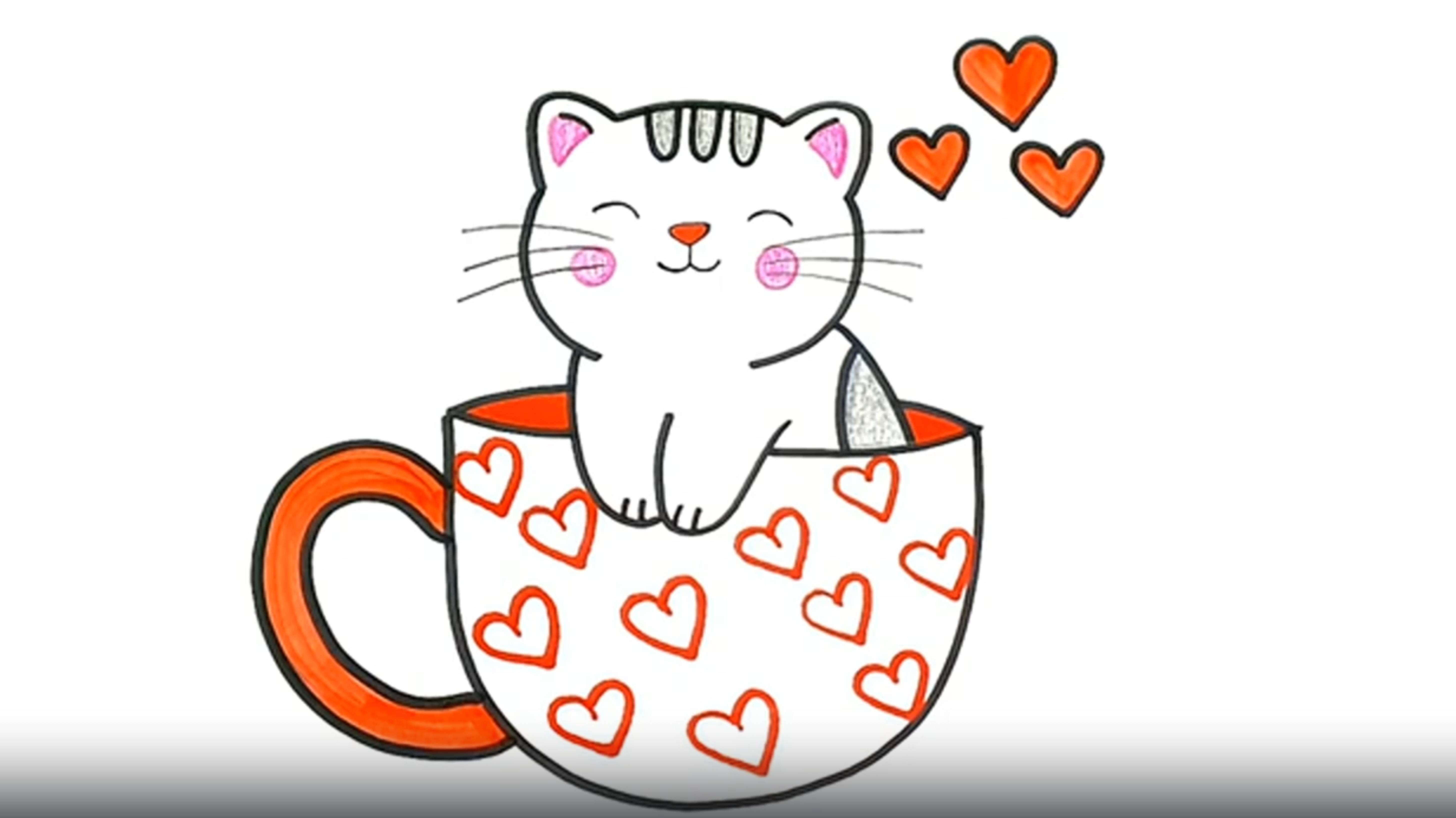 КАК НАРИСОВАТЬ МИЛОГО Котенка внутри чашки