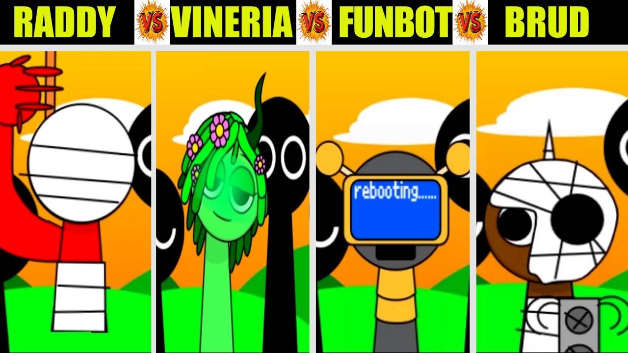 Incredibox Sprunki Окончательно, но смешайте Raddy против Vineria, Funpot против Mr Brud все этапы