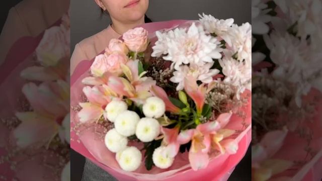 Букет с розой и хризантемой