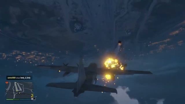 Grand Theft Auto V destroying a hydra in a titan