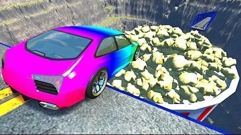 Реалистичные падения автомобиля с обрыва  - Крушения BeamNG Drive#432